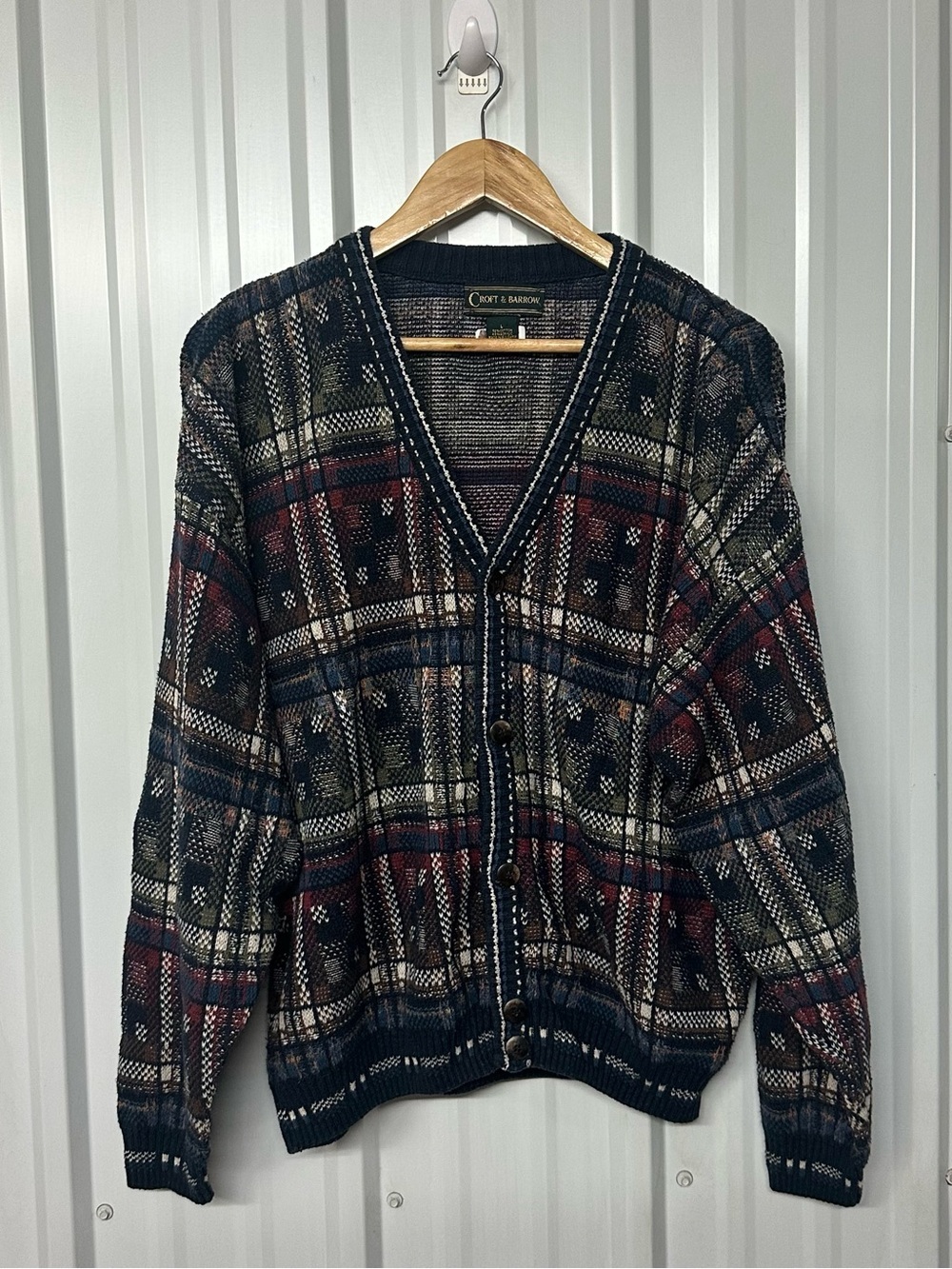 Vintage Men’s Cardigan Sweater Button Front Long Sleeve Classic Knit Grandpa